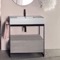 Modern Console Vanity with Grey Oak Cabinet, 35